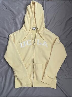 Camp David UCLA Bruins Full Zip Hoodie Pastel Butter Yellow Embroidered Large L